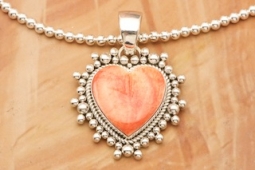 Artie Yellowhorse Sterling Silver Heart Pendant and Necklace Set
